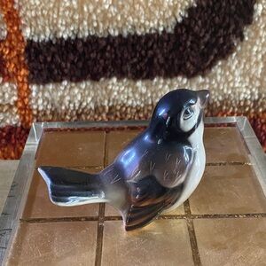 Vintage Wien Keramos  Bird Figurine  from Vienna Austria - Brown Blue and Black